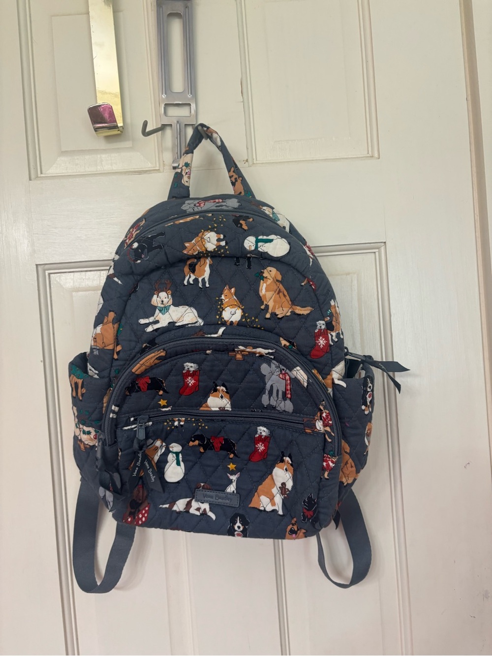 Vera Bradley Gray Quilted Dog Print Backpack